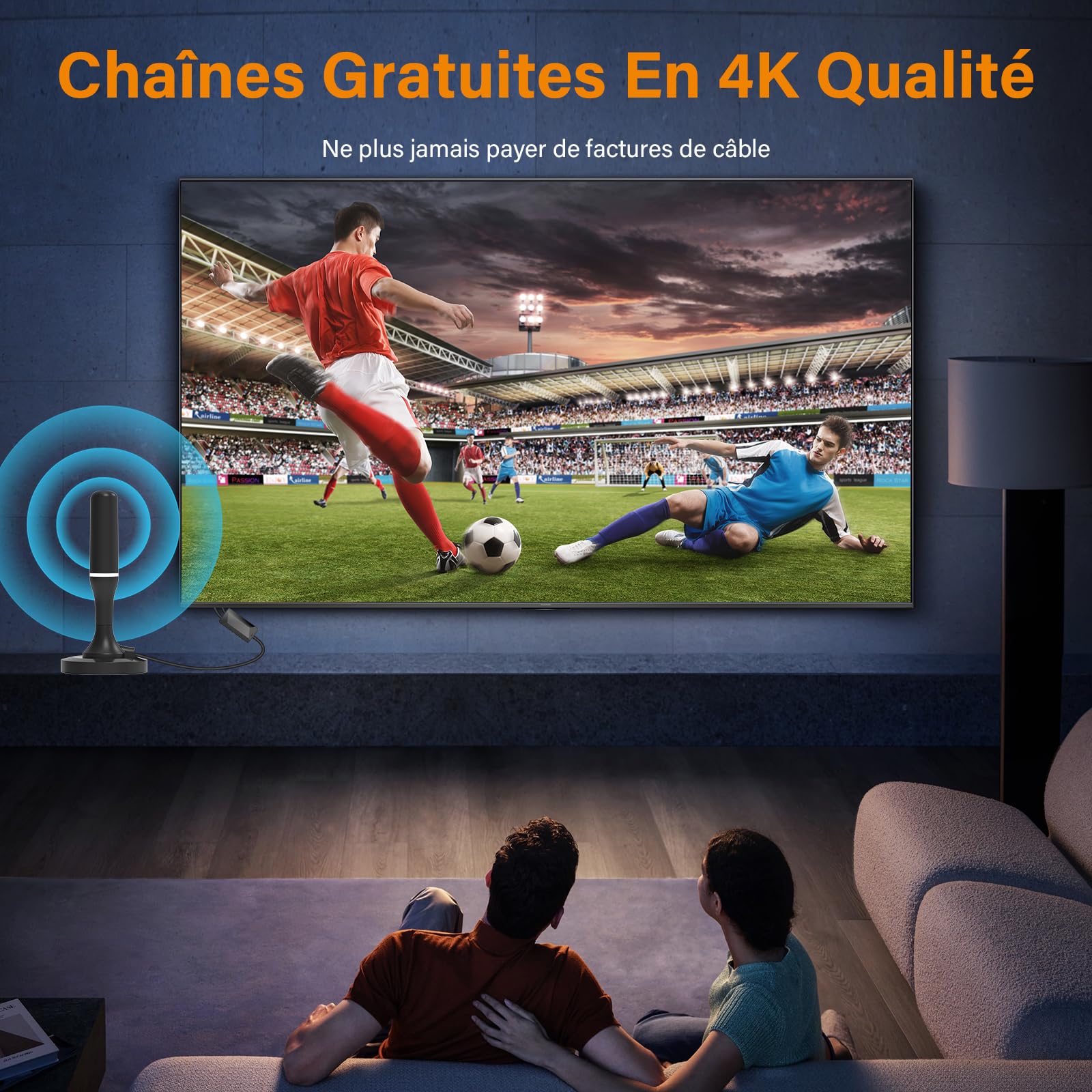 Antena de TV Interior Potente TNT, 2025 Antena TNT con Amplificador de señal de alta ganancia, Recepción de largo alcance de 360° para 1080P 4K DVB-T DVB-T2 VHF UHF