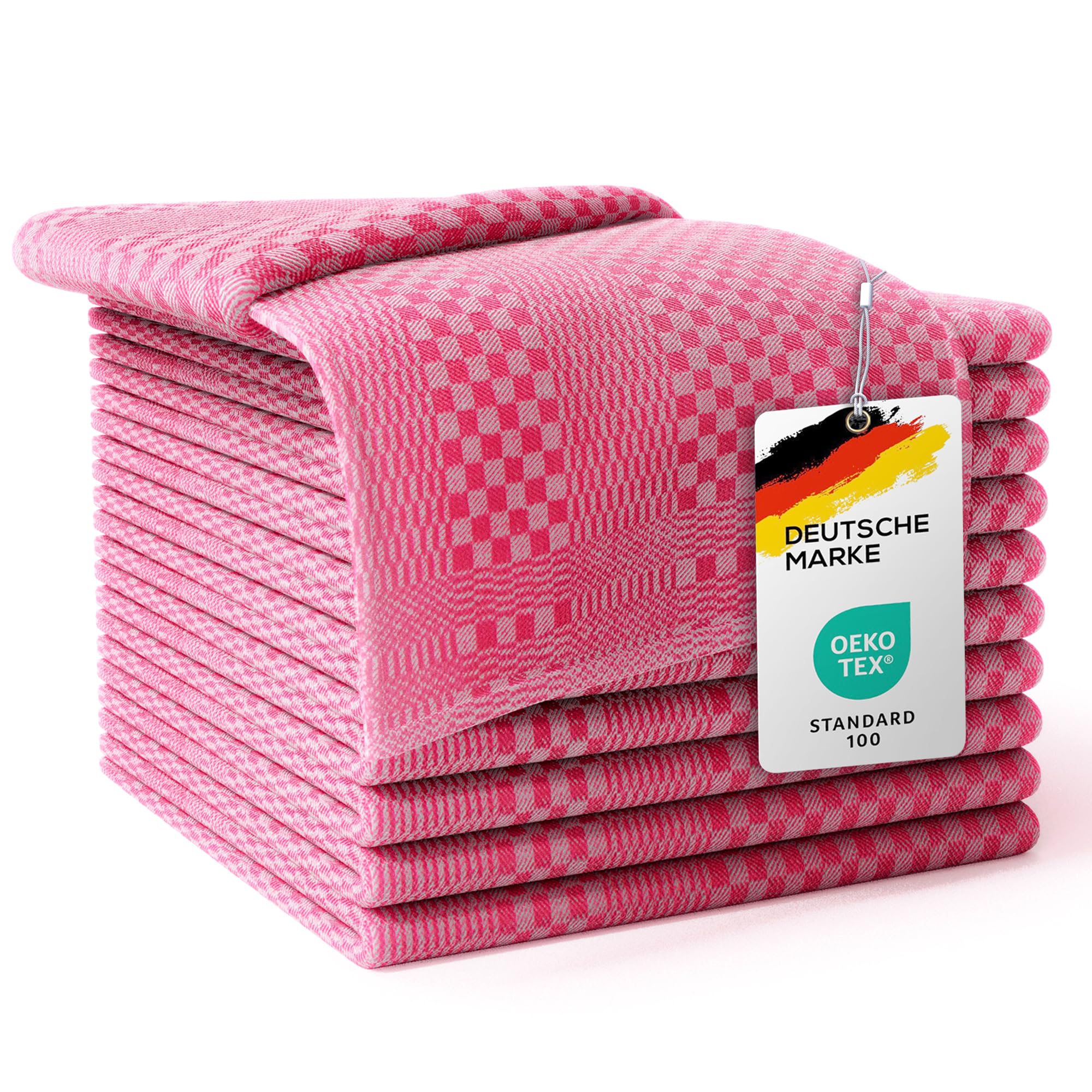 Lefunda Red Lefunda® Set Of 10 Tea Towels - 100% Cotton Kitchen Towels, 220 Gsm, Soft, Super Absorbent Dish Towels, Two-Ply Strong Strength, 50X70cm, For Cleaning, Drying, Table Setting And Catering (, 10)