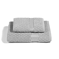 Caleffi - Set Asciugamani Bagno Viso e Bidet Morbida Spugna 100% Cotone Jacquard