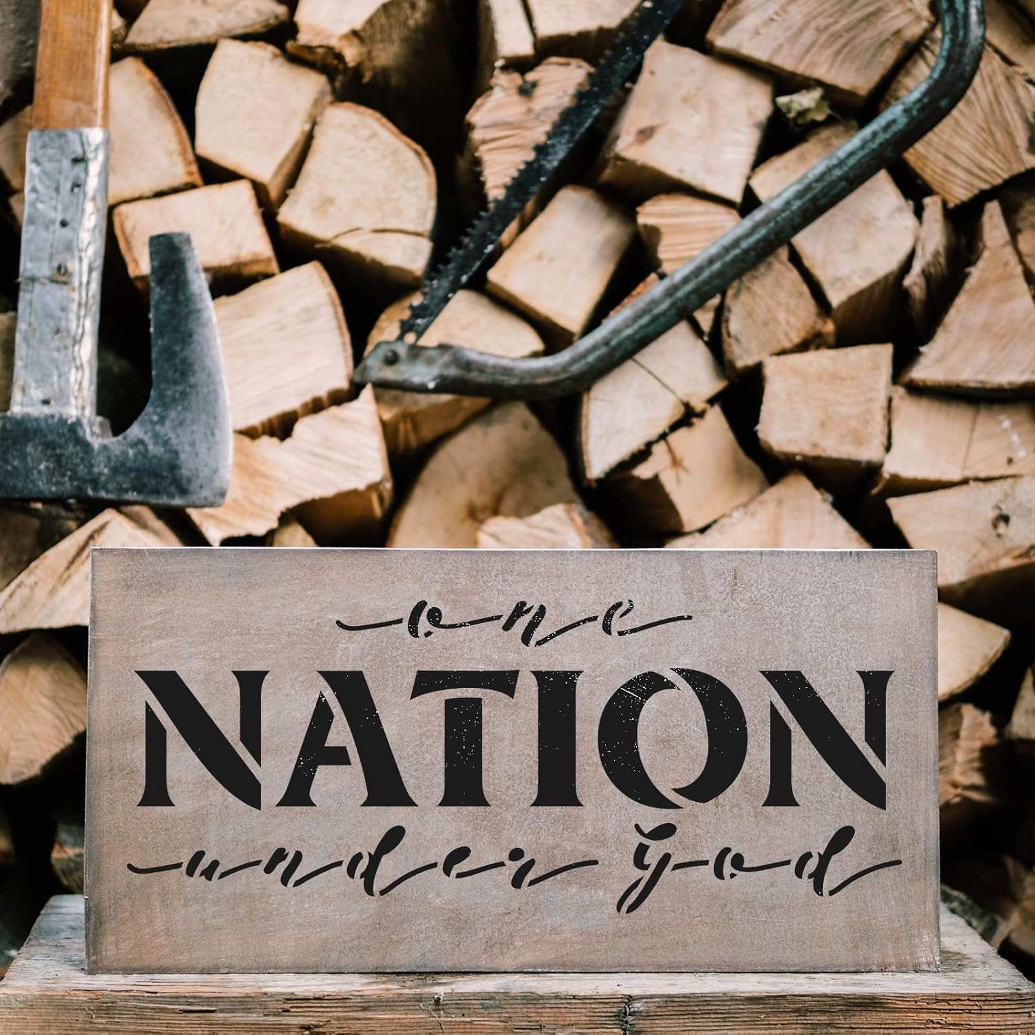 One Nation Under God Stencil - Patriotic Decor: Ideal for 4th of July Crafts, Homemade Stencils, Country Stencils