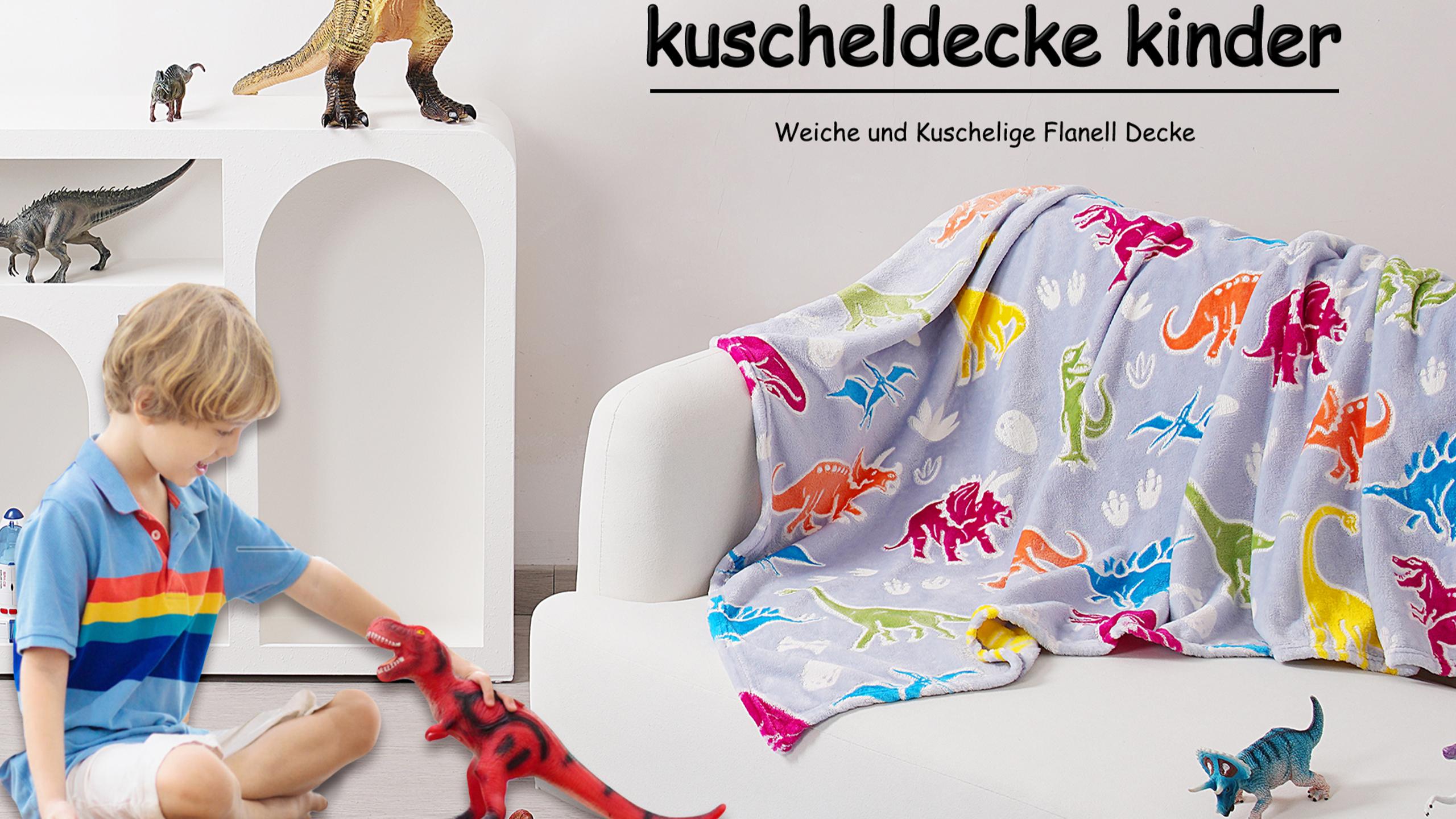 Dinosaurier-Decke Für Mädchen - Super Warm & Weich, 152x127 Cm, Flanell, Kuschelige Überwurfdecke Mit Dino-Motiv