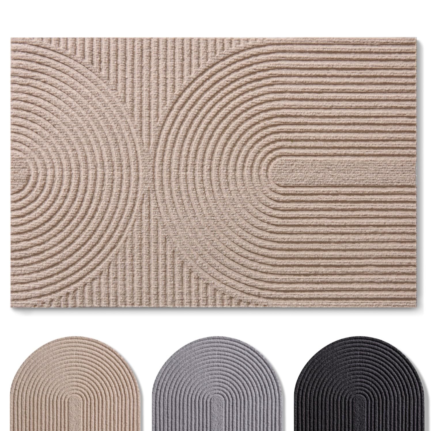 Blumtal Fußmatte 40x60 cm - rutschfeste Schmutzfangmatte - Fußabtreter mit Muster - Fußmatten Haustür - Türmatte aus Polyester - Fußmatte innen/Schmutzfangmatte außen - Fußabstreifer Beige