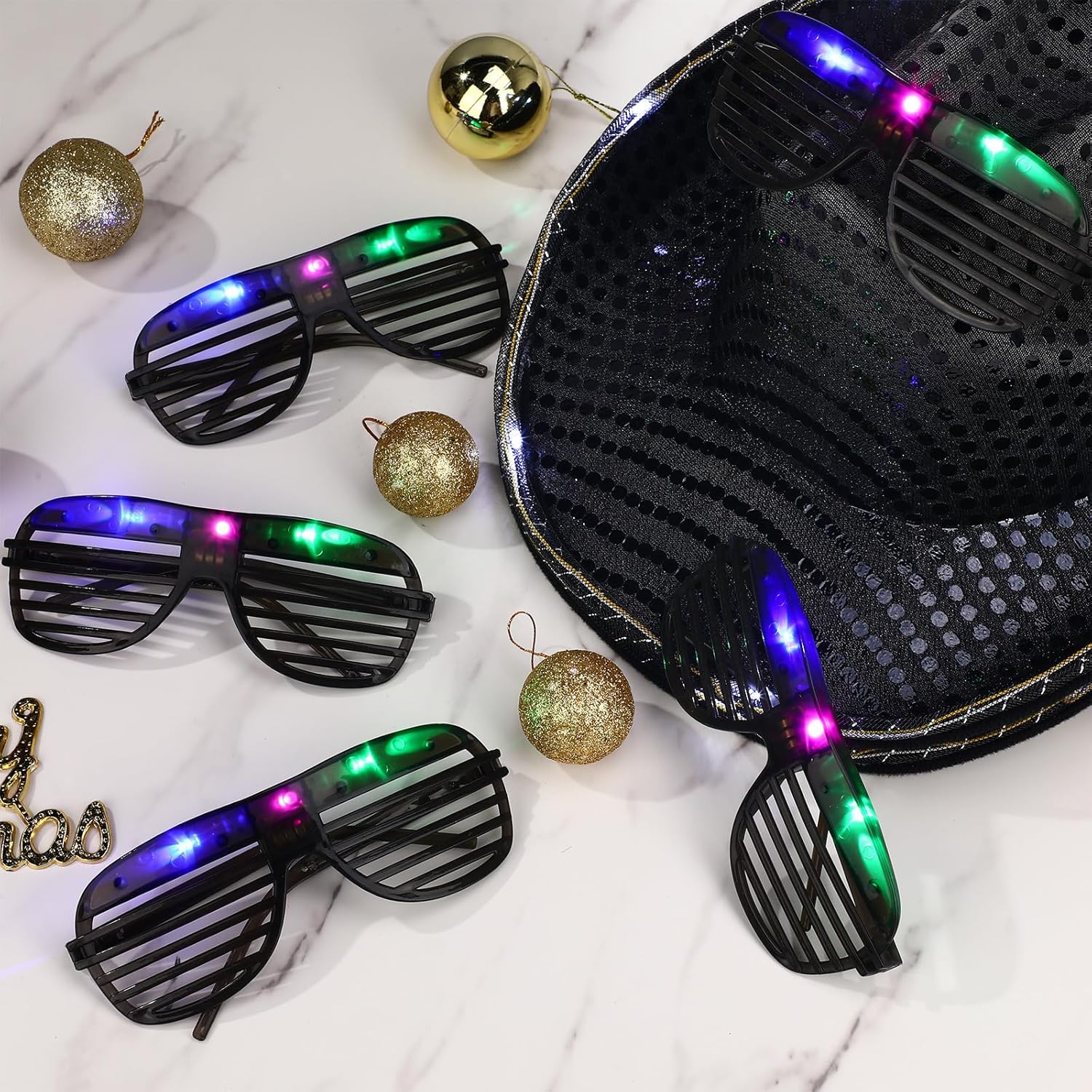 Maitys Light Cowgirl Hat and LED Glasses Glow Cowboy Hat Glasses Shutter for Women Men Birthday Party Costume Outfit Supplies