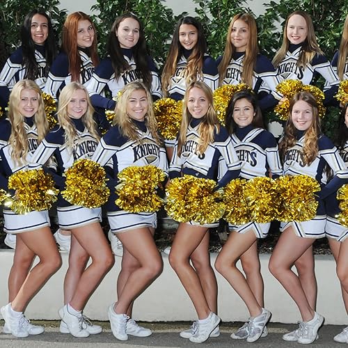 Miniatura 9 de Extpro 6 pompones de animadora con agujeros para los dedos, pompones de animación de papel metálico para baile, partidos, deportes de espíritu de