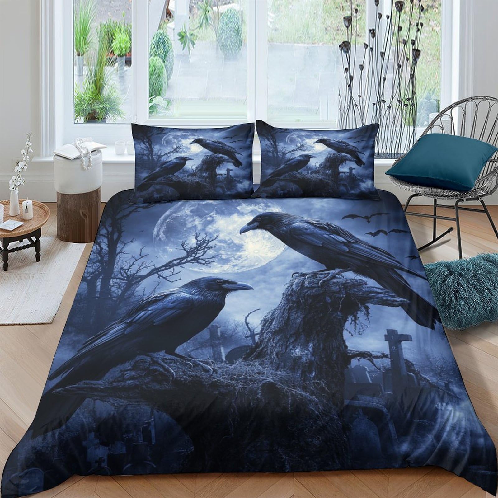 Parure de lit corbeaux 3D pour transformer l'ambiance de votre chambre
