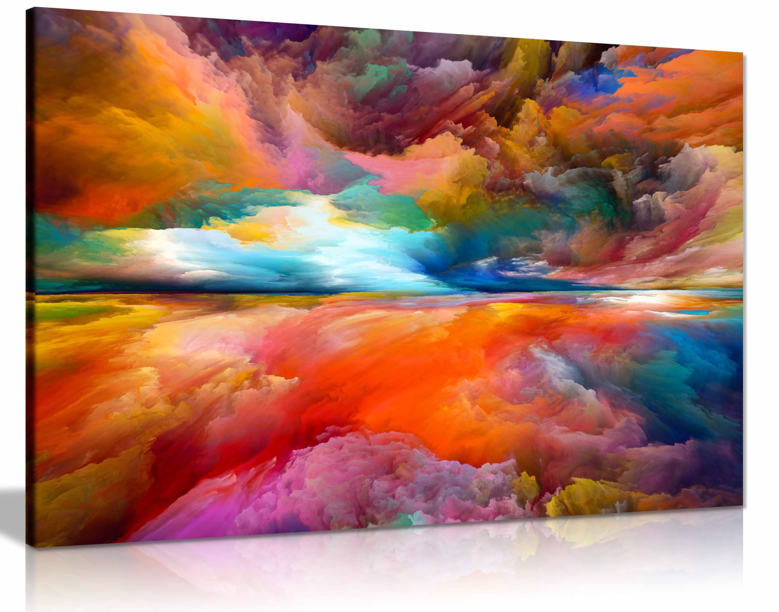 Abstract Colourful Clouds Framed Canvas Print, Pictures for Home Walls, Bedroom, Living Room & Bathroom Decor 91x61cm (36x24in)