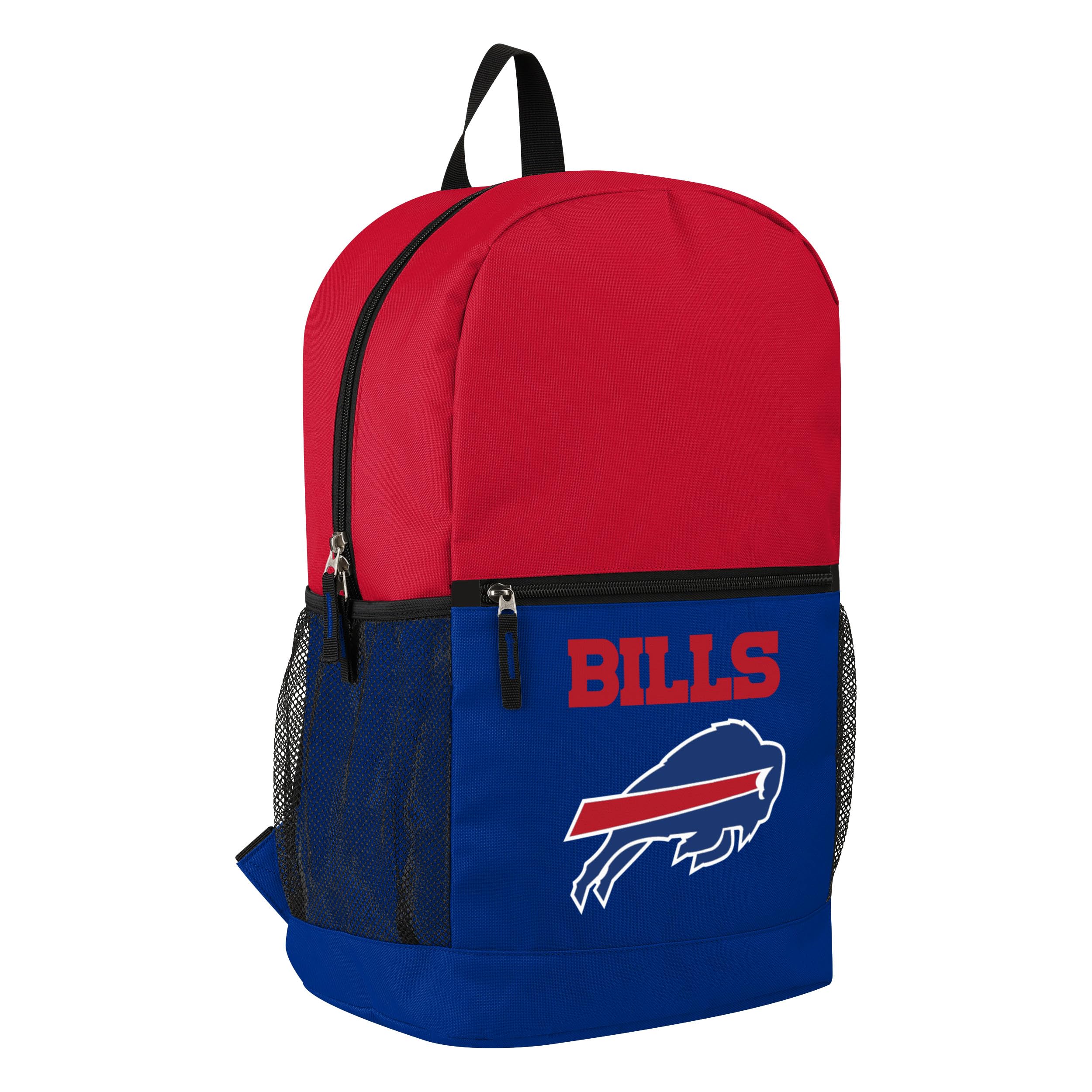 FOCO NFL Officially Licensed Football Team Color Primary Logo 2 Tone Big Logo Color Block School Bag Travel Backpack, Buffalo Bills, One Size, Daypack Backpacks