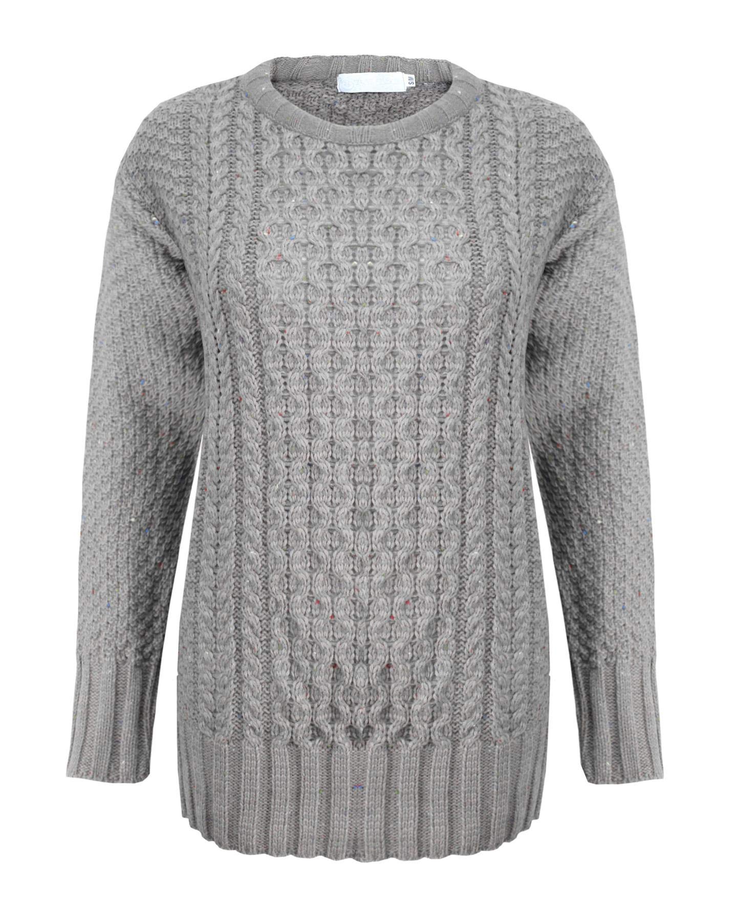 Top Vendor Women's Grey New Knitted Cable Knit Warm Chunky Sweater Formal Everyday Casual Long Sleeves Jumper Pullover Crew Neck Top[,Sm]