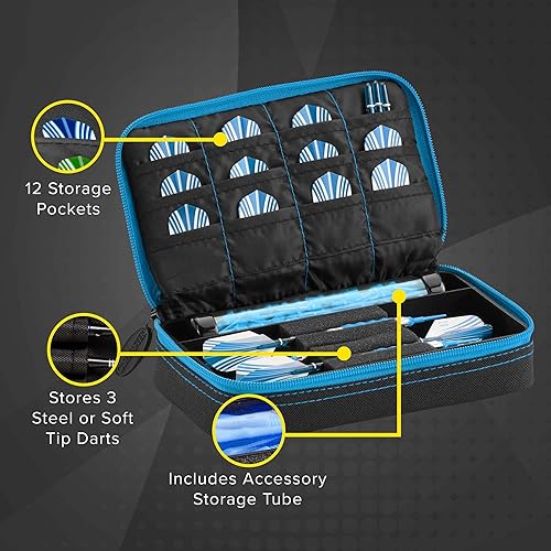 Miniatura 2 de Casemaster Plazma - Estuche para dardos de punta suave y de acero, tiene capacidad para 3 dardos y cuenta con tubo de almacenamiento integrado y