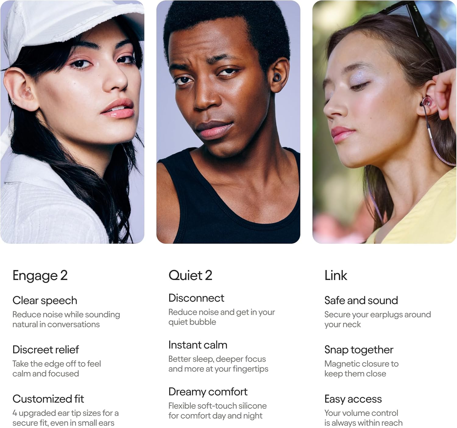 Loop Earplugs Everyday Link Bundle (2-Pack) | Engage 2 + Quiet 2 + Link | Reusable Ear Plugs for Sleep, Focus, Noise Sensitivity, Socializing & More | 16 dB/24 dB Noise Reduction