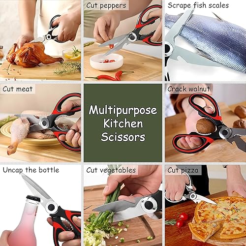 Miniatura 3 de Juego de tijeras de cocina  Tijeras de 5 hojas para hierbas y tijeras de cocina resistentes para carne, aves, ensaladas y verduras, aptas para