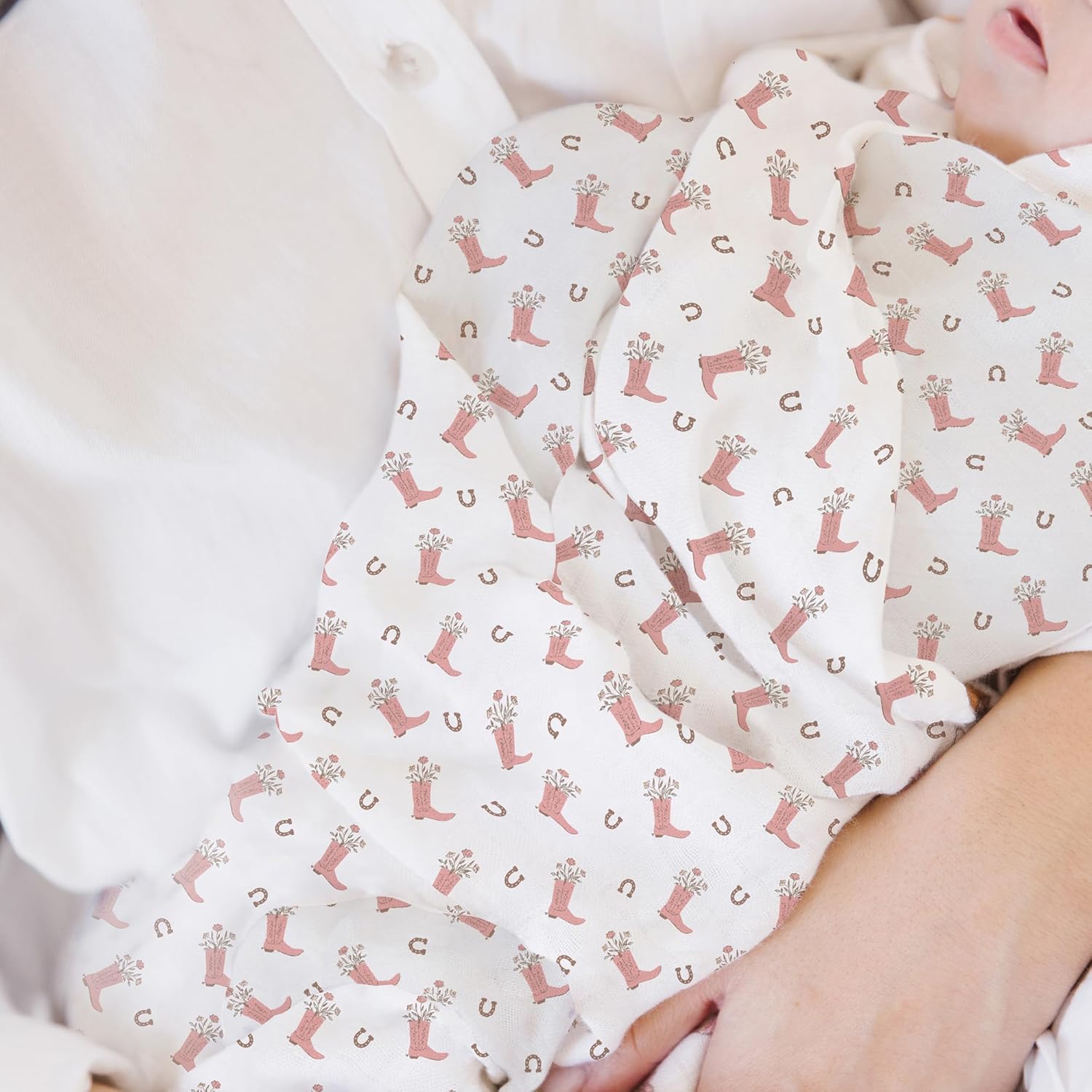 JuJuBe x Studio Oh! Baby Essentials Swaddle Blanket Set - Soft, Comfortable, Neutral Newborn Swaddle Blankets for Baby Shower & Registry - Nursery Essentials - Bloomin Boot