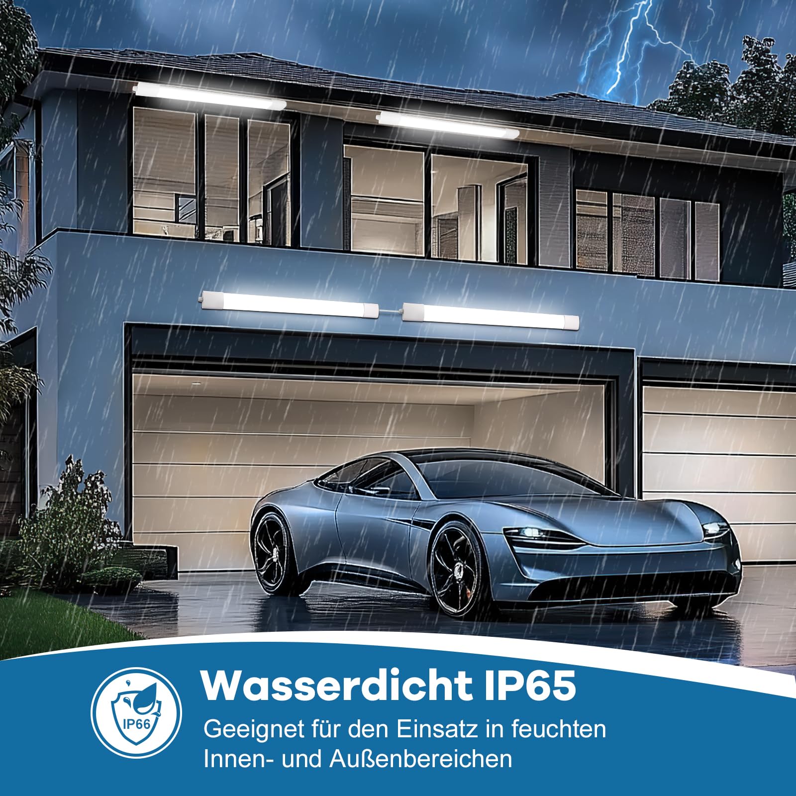 3PCS LED Röhre 120CM, 36W 4000LM LED Feuchtraumleuchte 120CM, 4000K Deckenleuchte Wohnzimmer, IP65 Deckenlampe Badezimmer als Tageslichtlampe, Küchenlampe Decke, Flurlampe Decke, nur 3.2CM Bauhöhe
