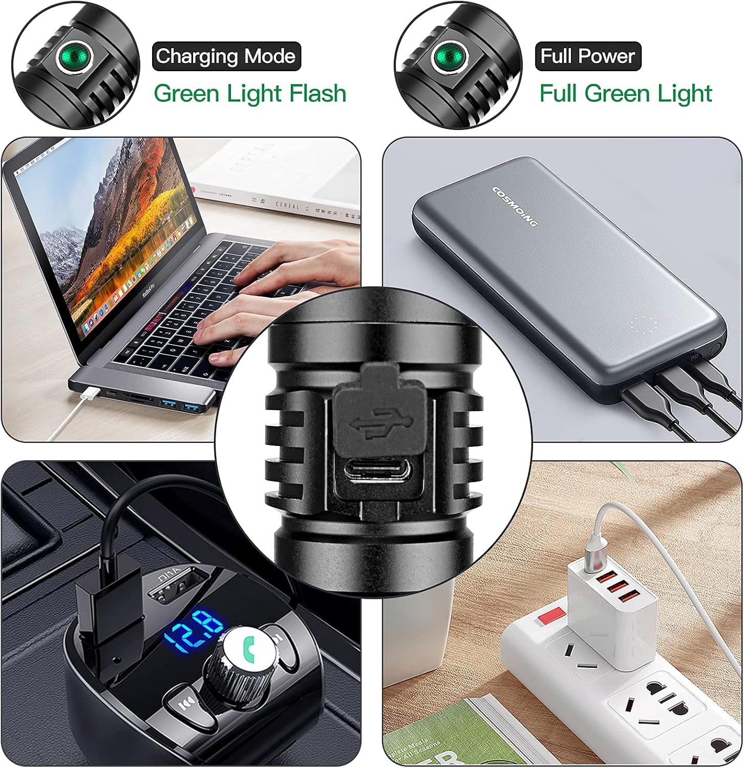 Flashlight COSMOING Rechargeable Water resistent Emergency Photo