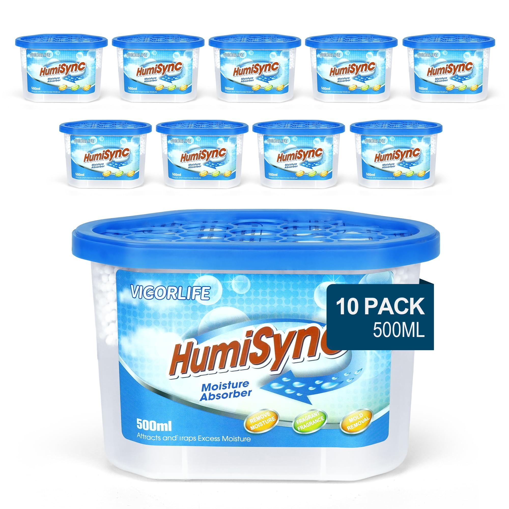 Zestaw 10 szt,Osuszacz Pokojowy 500 ml Płynu Chłonnego Osuszacza Powietrza,Zapobiega Powstawaniu Pleśni i Zapachów,Pochłaniacz Wilgoci do Kuchni, Szafki, Łazienki i Gabinetu