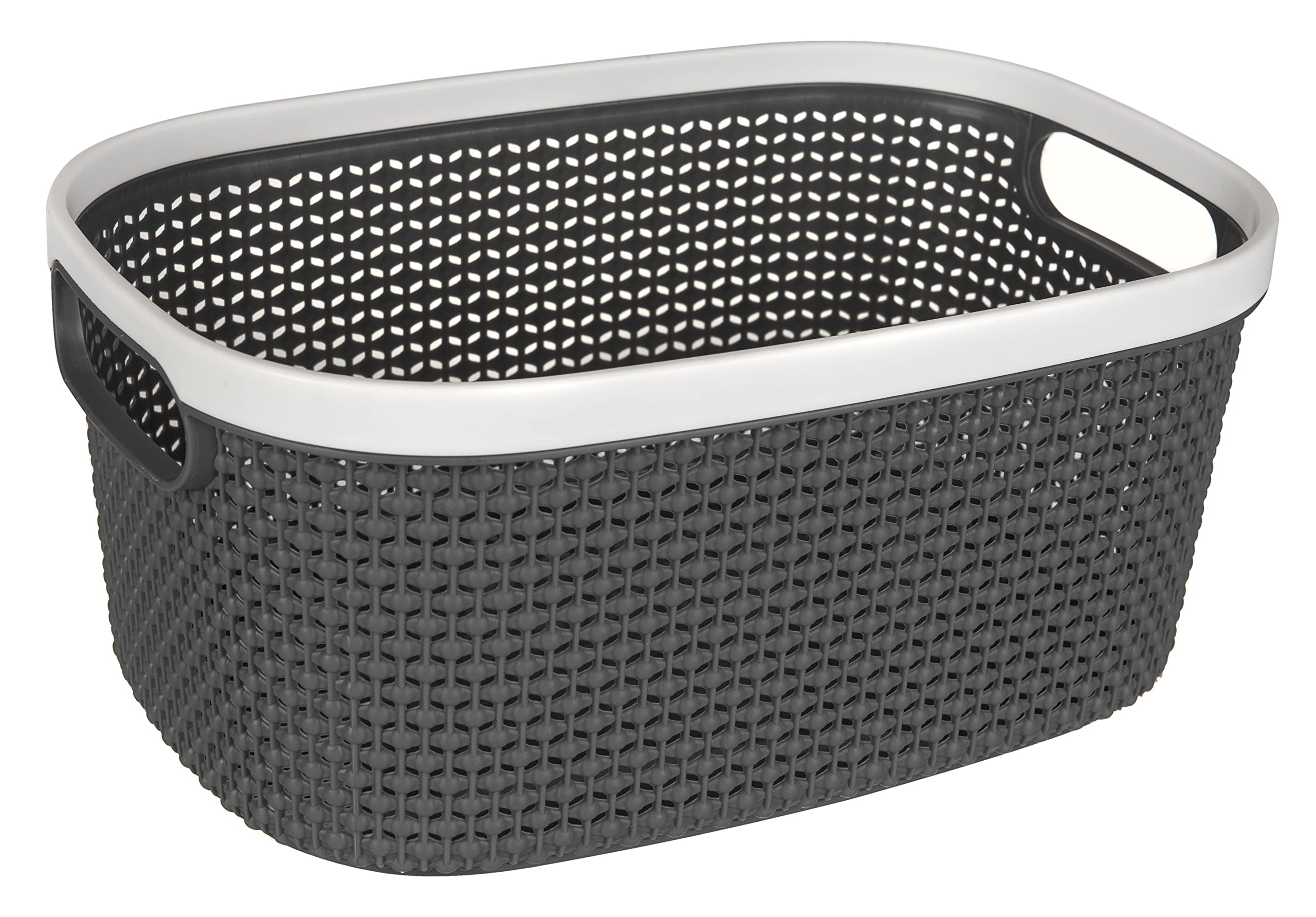 Livivo Grey Plastic Woven Effect Storage Basket Ulana – Stackable Bpa Free Multipurpose Organiser Bins For Kitchen, Bathroom, Living Room, Bedroom, Desk, Makeup, Cosmetics, Home & Office (Small)