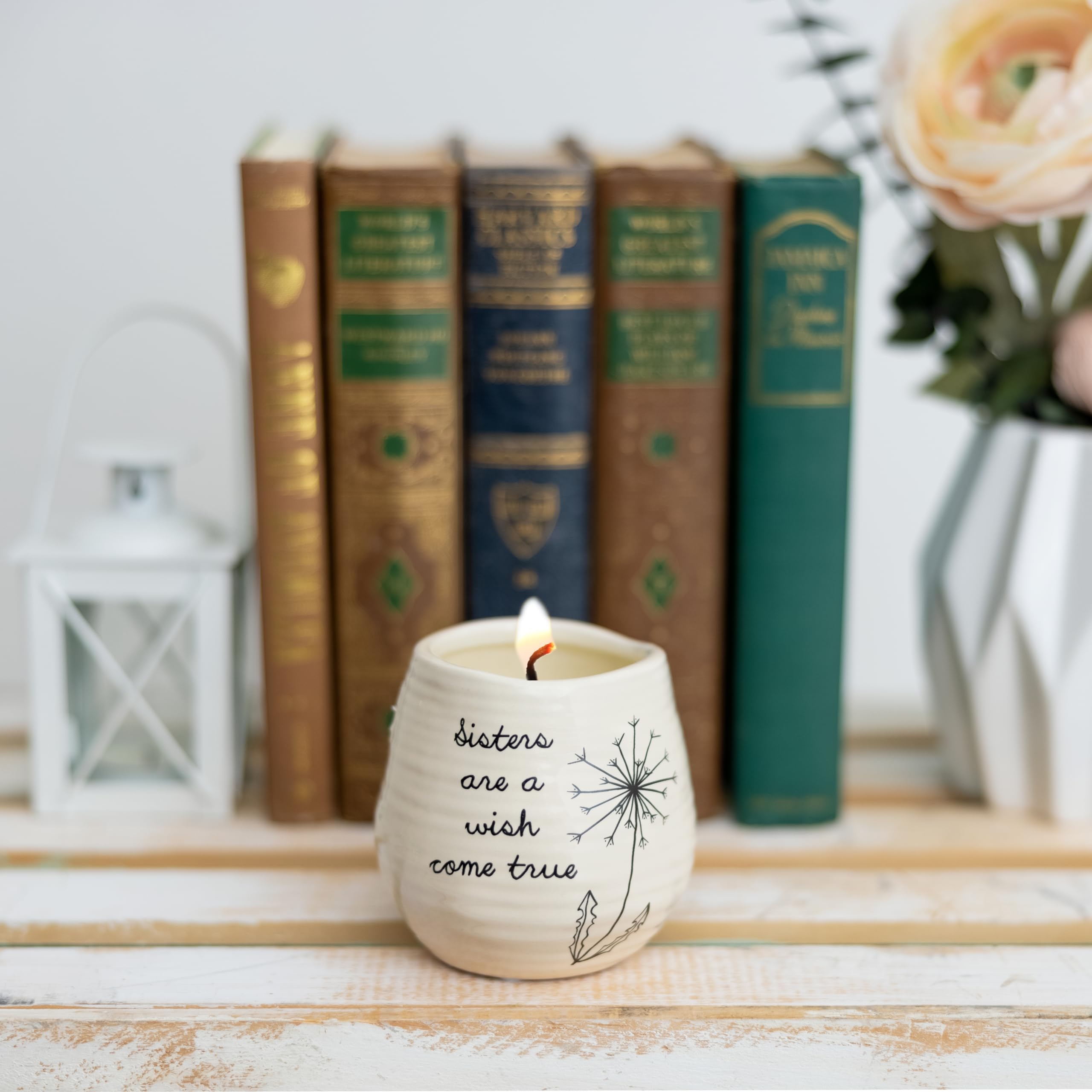 Pavilion Gift company 77113 Uni Dandelion Wishes – Sisters Are a Wish Come True Gelb Keramik Soja Serenity Duftkerze,