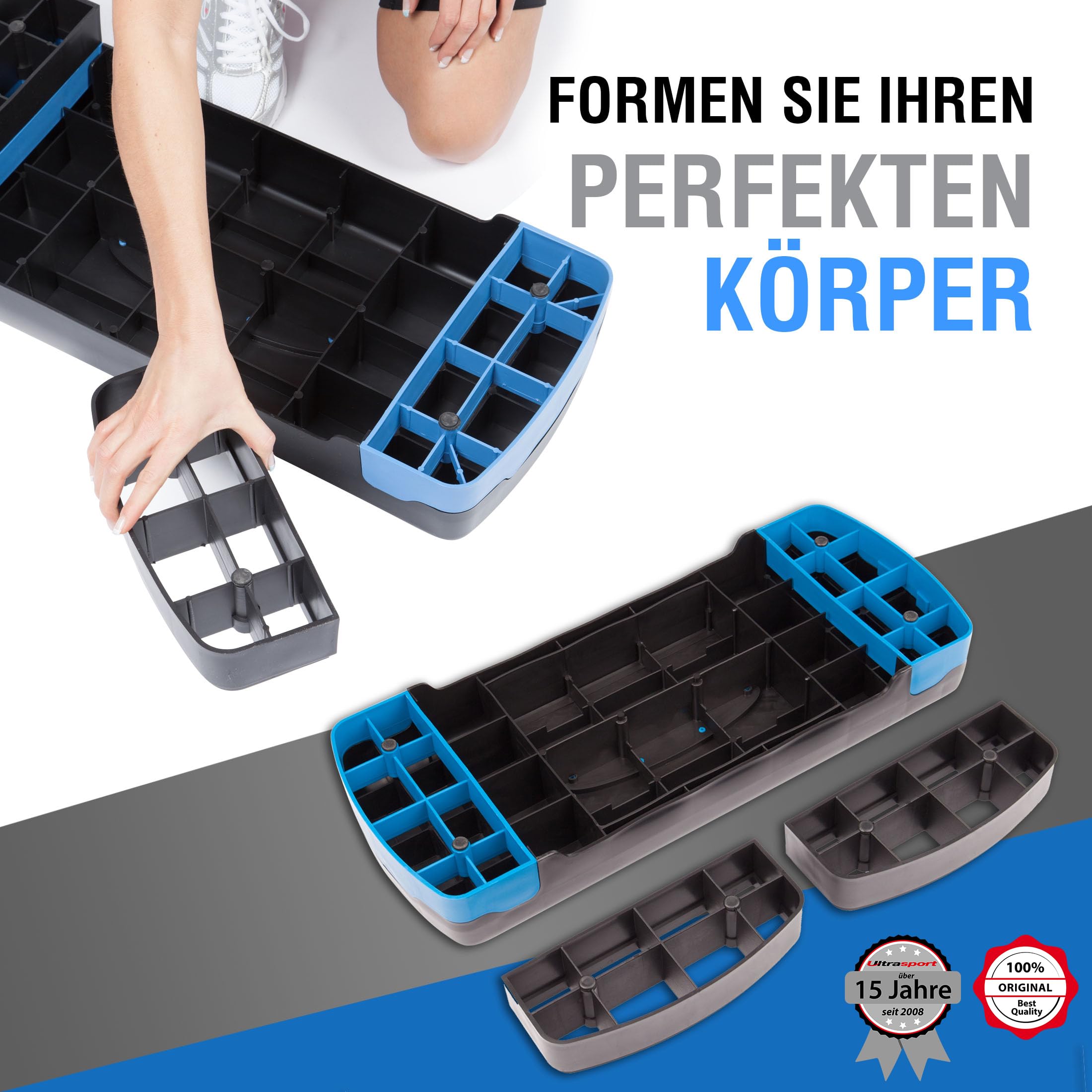 Ultrasport Aerobic Stepbank in diverse kleuren, quiltbord, trainingsapparaat, trainingsbord, Meerkleurenfunctioneel fitnessapparaat, fitnessplank, step, in hoogte verstelbaar, home-stepper, stepbank,Zwart/Blauw Ultrasport Aerobic Stepbank in diverse kleuren, quiltbord, trainingsapparaat, trainingsbord, Meerkleurenfunctioneel fitnessapparaat, fitnessplank, step, in hoogte verstelbaar, home-stepper, stepbank,Zwart/Blauw