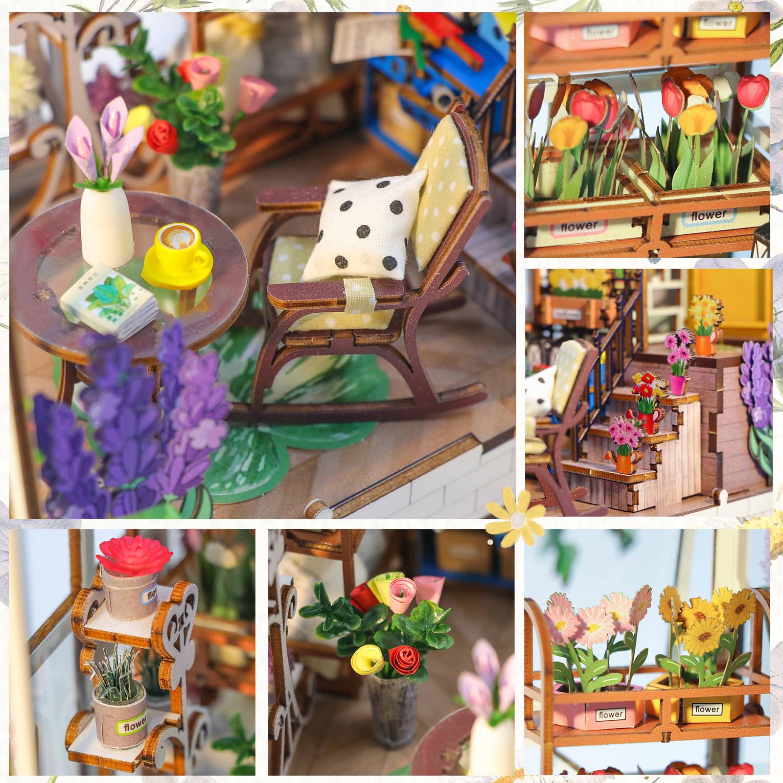 Shrike Book Nook Kit, DIY Puppenhaus, Booknook Kit, Miniatur Haus Selber Bauen Bausatz mit LED-Beleuchtung, 3D Holz Puzzle Buchstütze Bücherregal Einfügen Dekor für Erwachsene (Sunshine Garden House)