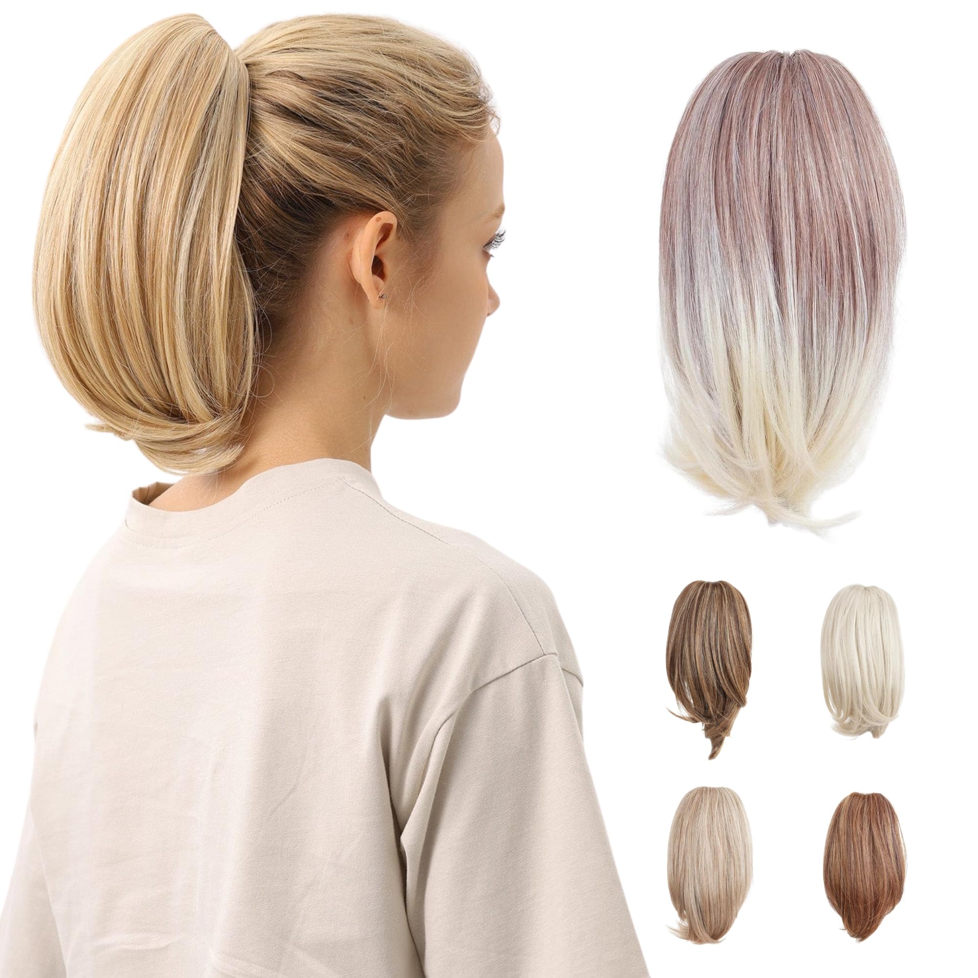 ✨24” #10/26 GOLDEN BEIGE STRAIGHT CLIP ON PONYTAIL Amazon.com : 14 Inch Ponytail Extension - Wavy Pony Tails  main image 4