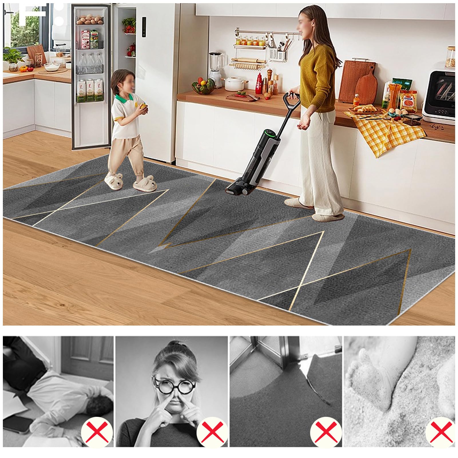 Dywan do długiego korytarza 80 x 100 cm antypoślizgowy chodnik kuchenny Chłonny chodnik chodnik wejściowy dywanik kuchenny zmywalny dywanik do przedpokoju, kuchni salonu sypialni