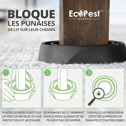 Miniatura 2 de ECOPEST Interceptores de chinches de cama  Paquete de 12  Trampas interceptoras para bloqueadores de chinches (Pro)  Trampa de insectos, monitor y