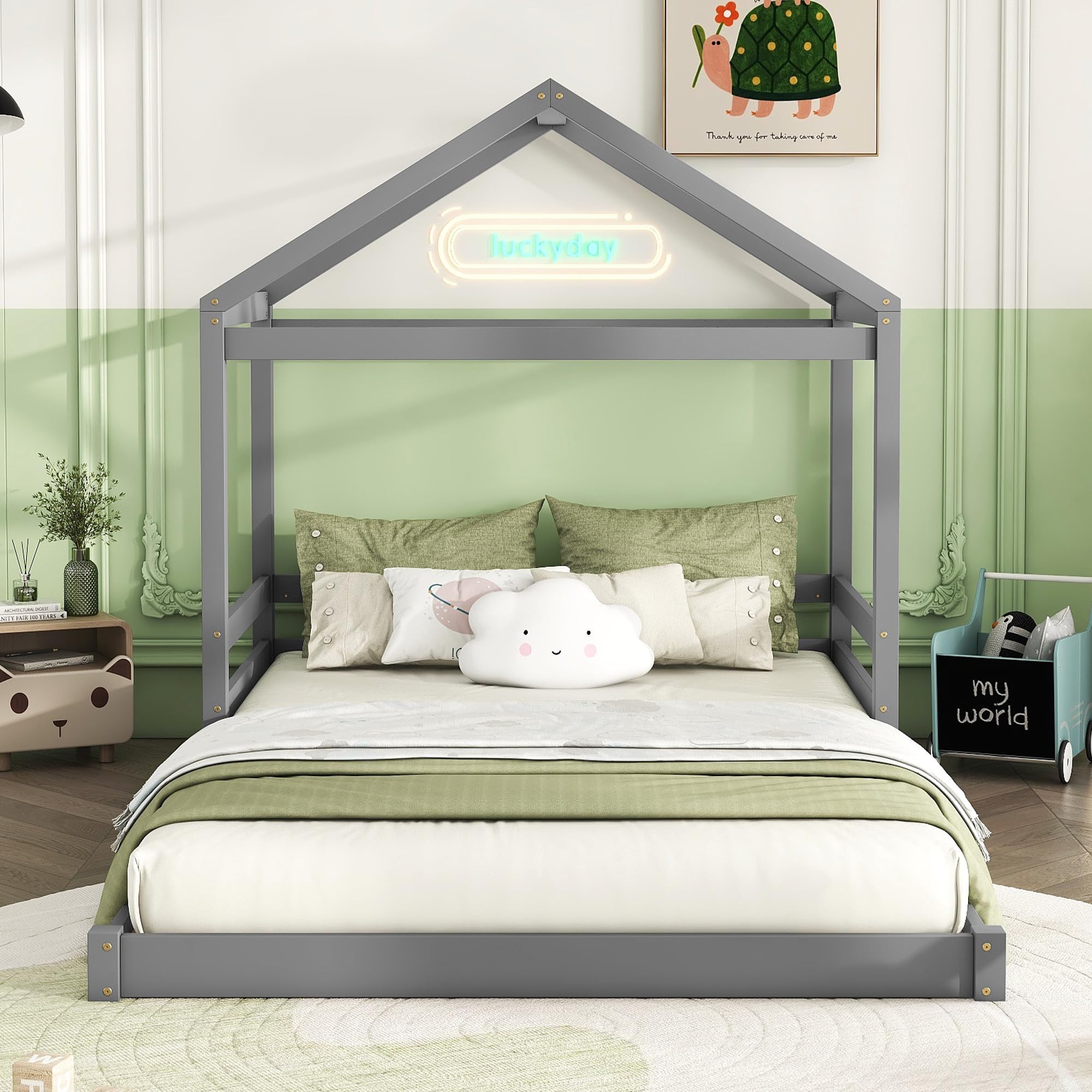 Letto Casa Sull'Albero Per Bambini - Estraibile Con Ruote, In Legno Massello, Bianco E Naturale - Foto 10