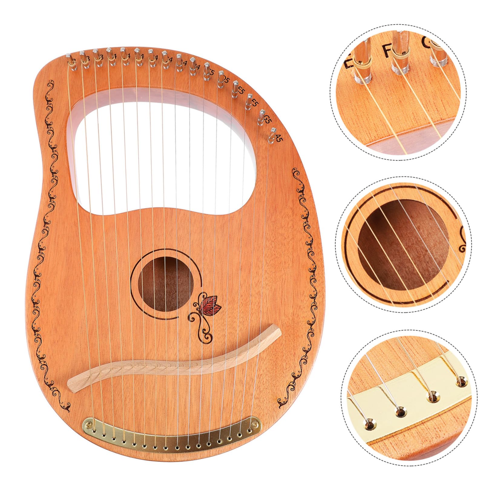Toyvian Arpa Lira in Legno a 16 Corde Corde Arrotondate Per Presa Confortevole, Strumento Musicale Artigianale Dal Suono Meraviglioso, Come Regalo e Per Appassionati Di Musica