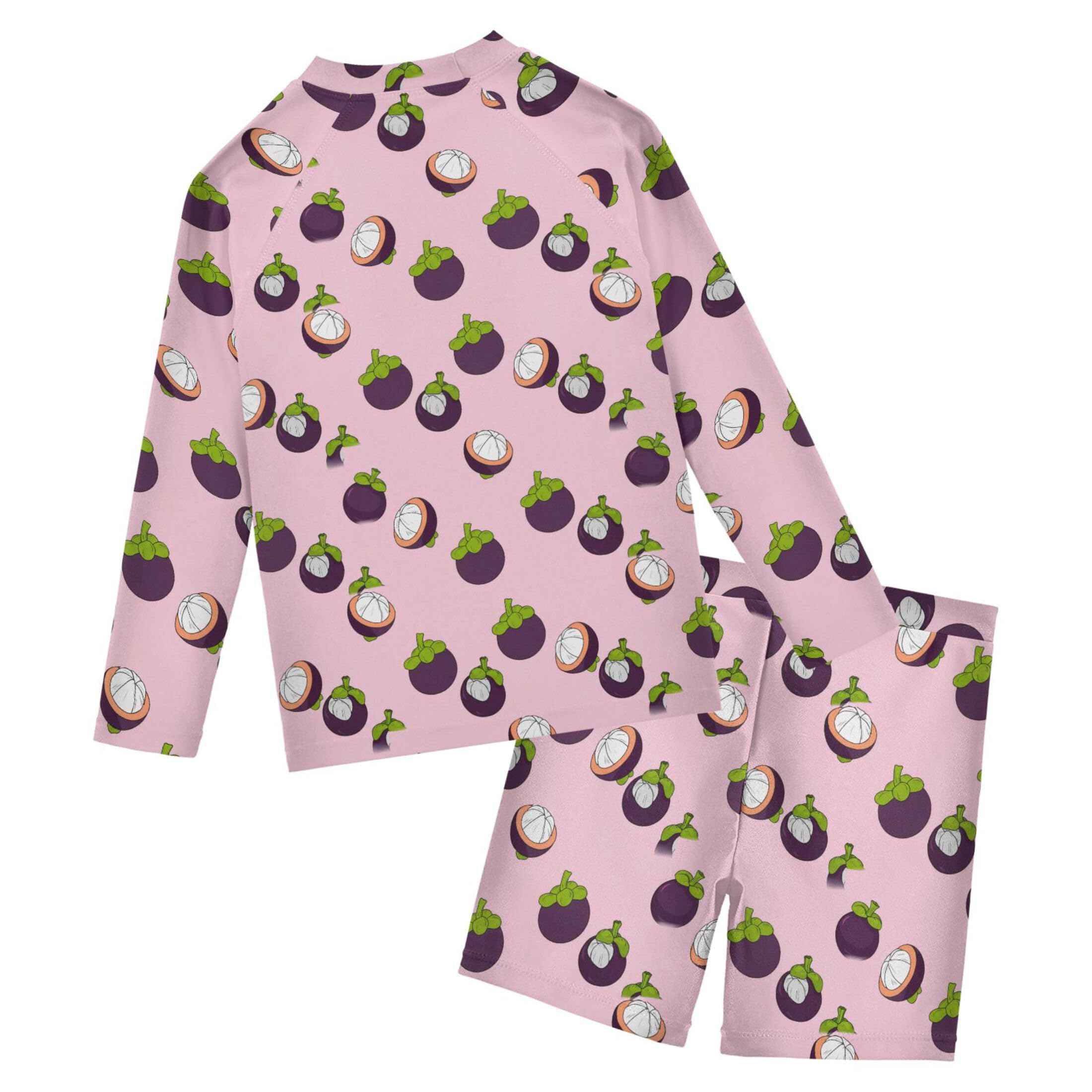 Purple Mangosteen Fruit Baby Boys' Toddler Long Sleeved Rashguard Swim Bathing Suit Set B0405139