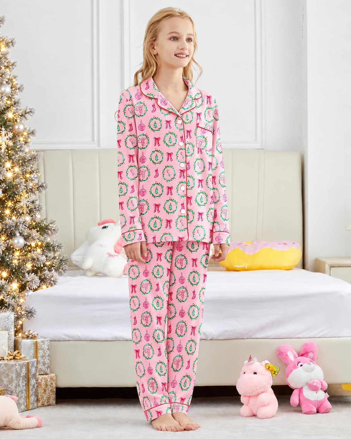 Cute Monkey PJs for Girls Daily Long Sleeve Button Down Loungewear