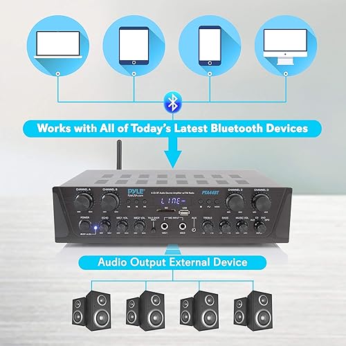Miniatura 4 de Amplificador Bluetooth inalámbrico de karaoke de 500 W 4 canales audio estéreo altavoz de cine en casa receptor de potencia de sonido con entrada