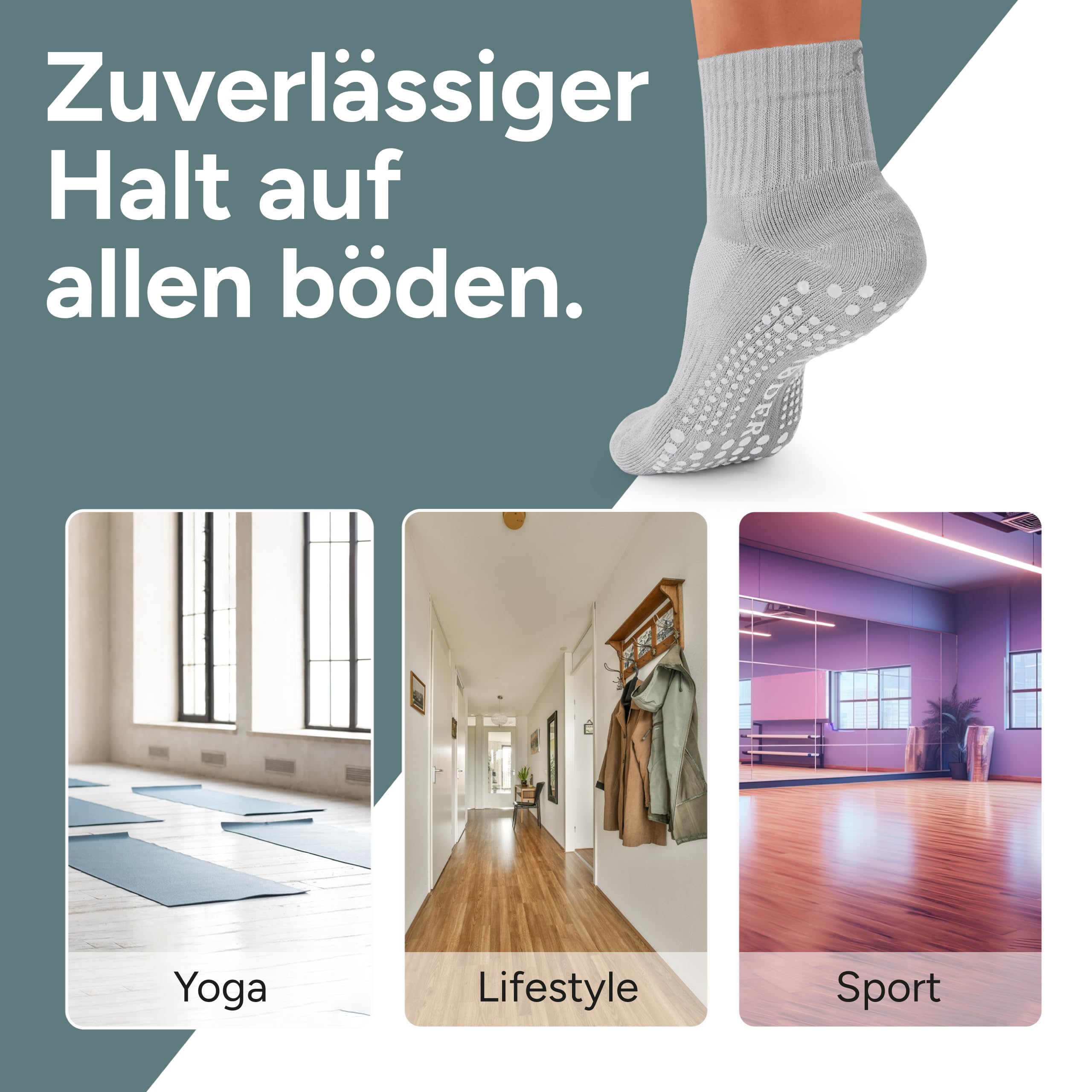 3 Paar Pilates Socken Quarter – knöchelhohe ABS-Stoppersocken mit rutschfestem Grip für Pilatesgerät & Matte – atmungsaktiv & bequem – Damen & Herren – Größen 35–50