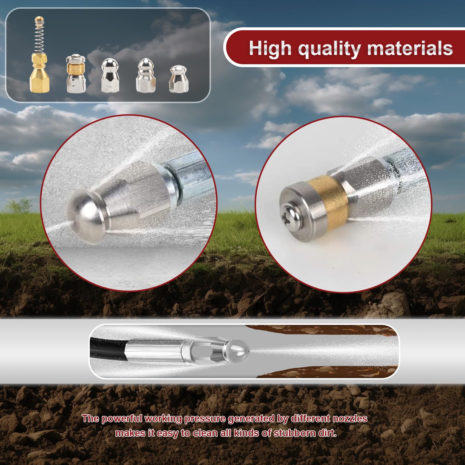 Pipe Cleaning Hose Set 30 m, Compatible with Karcher K2 K3 K4 K5 K6 K7,5800 PSI/400 Bar, 60 °C - Image 4