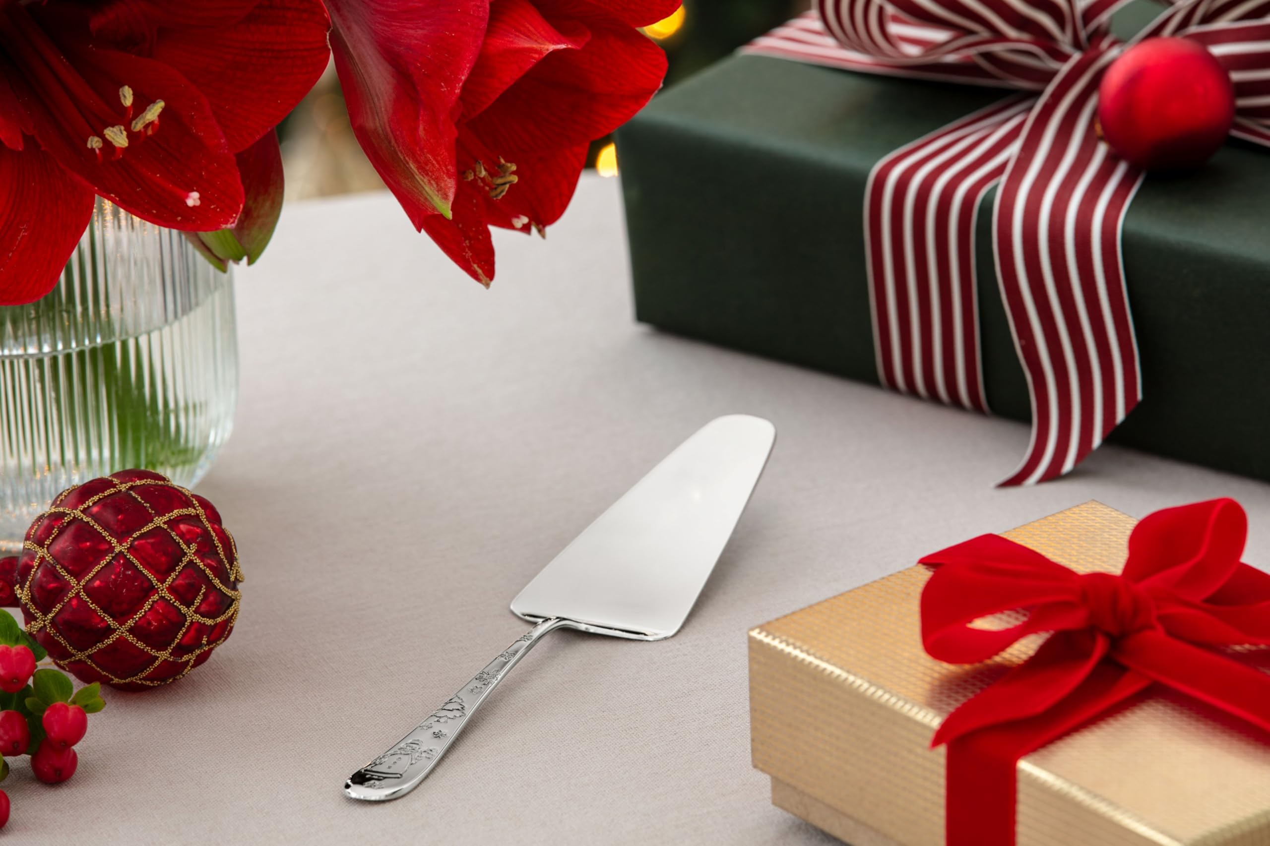 Villeroy & Boch - Paletta per torte Toy's Delight argento, lavabile in lavastoviglie, posate natalizie in platino, posate per torte, posate da portata, motivo natalizio, acciaio inox