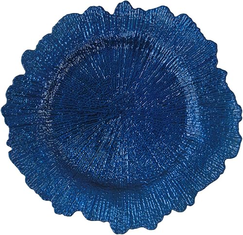 Miniatura 2 de WELMATCH Platos de carga de plástico azul  12 piezas de 13 pulgadas redondas de esponja floral para decoración de bodas y fiestas (azul, 12)
