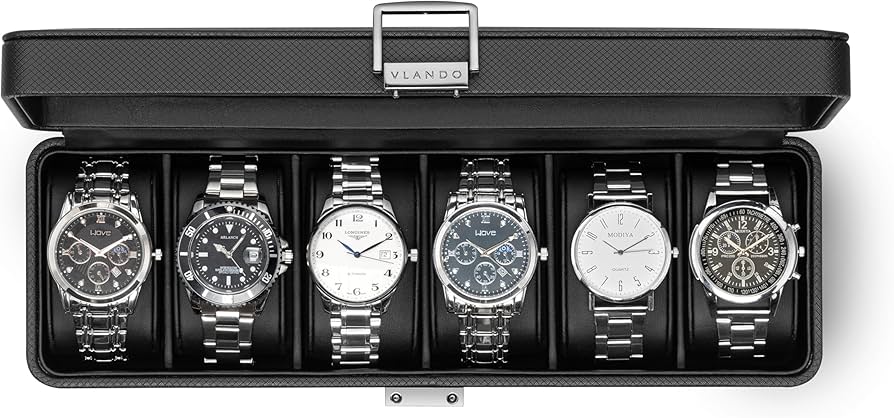 Amazon.com: Vlando 6-Slot Watch Case for Men, Watch Box with Glass