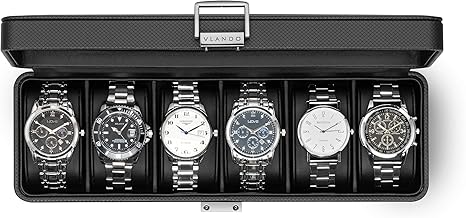 Vlando PU Watch Case, Men Storage Box, Accessory Case, Accessories, Storage, Birthday Gift (Black, 6)