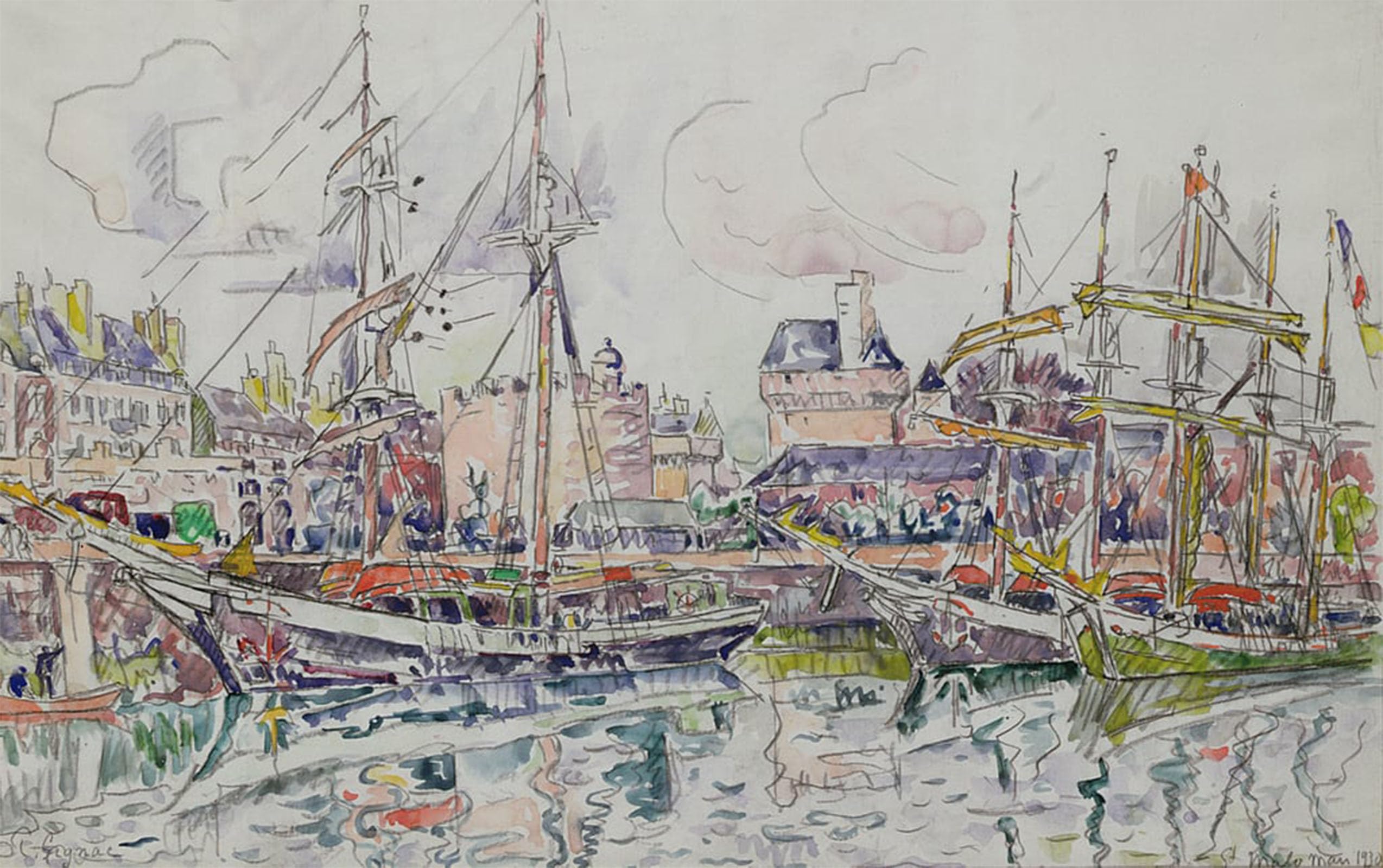 ARTXLXXBN Famous Print Painting Colorful Art Print St. Malo by Paul Signac Canvas Art Decorations for Home Decor 60x90cm