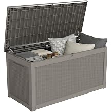 Outdoor Storage Box 320GAL Waterproof Resin Deck Box,UV-Resistant Lockable Delivery Bin for Garden Tools,Large Patio Outside Cushions,Pool Accessories Supplies,Chest,Furniture,Package,Grey