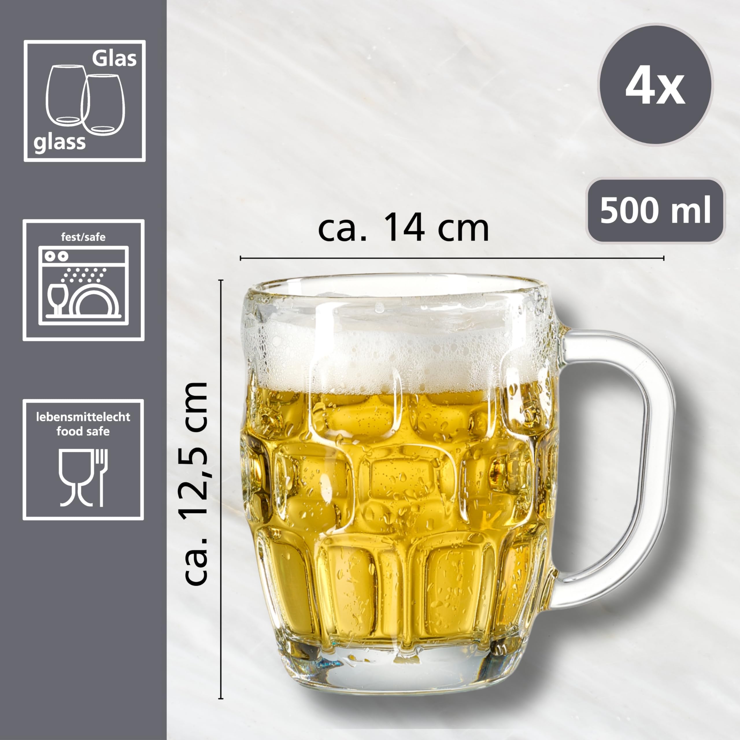 Ritzenhoff & Breker Zestaw kufli do piwa Luis 500 ml, 4-częściowy