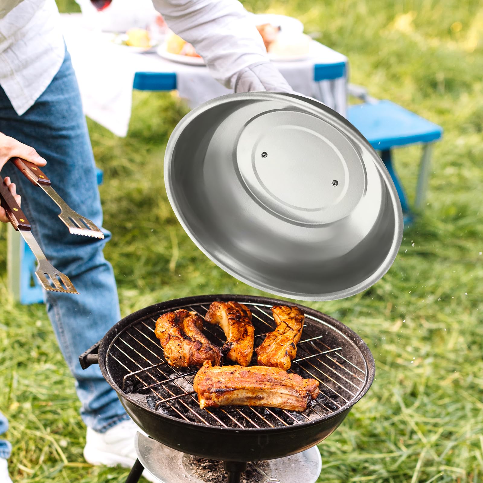Couvercle en Acier Inoxydable, Dôme de Fusion pour Plancha, Cloche de Cuisson avec Poignée pour Casseroles et Poêles, Idéal pour Barbecue, 48cm