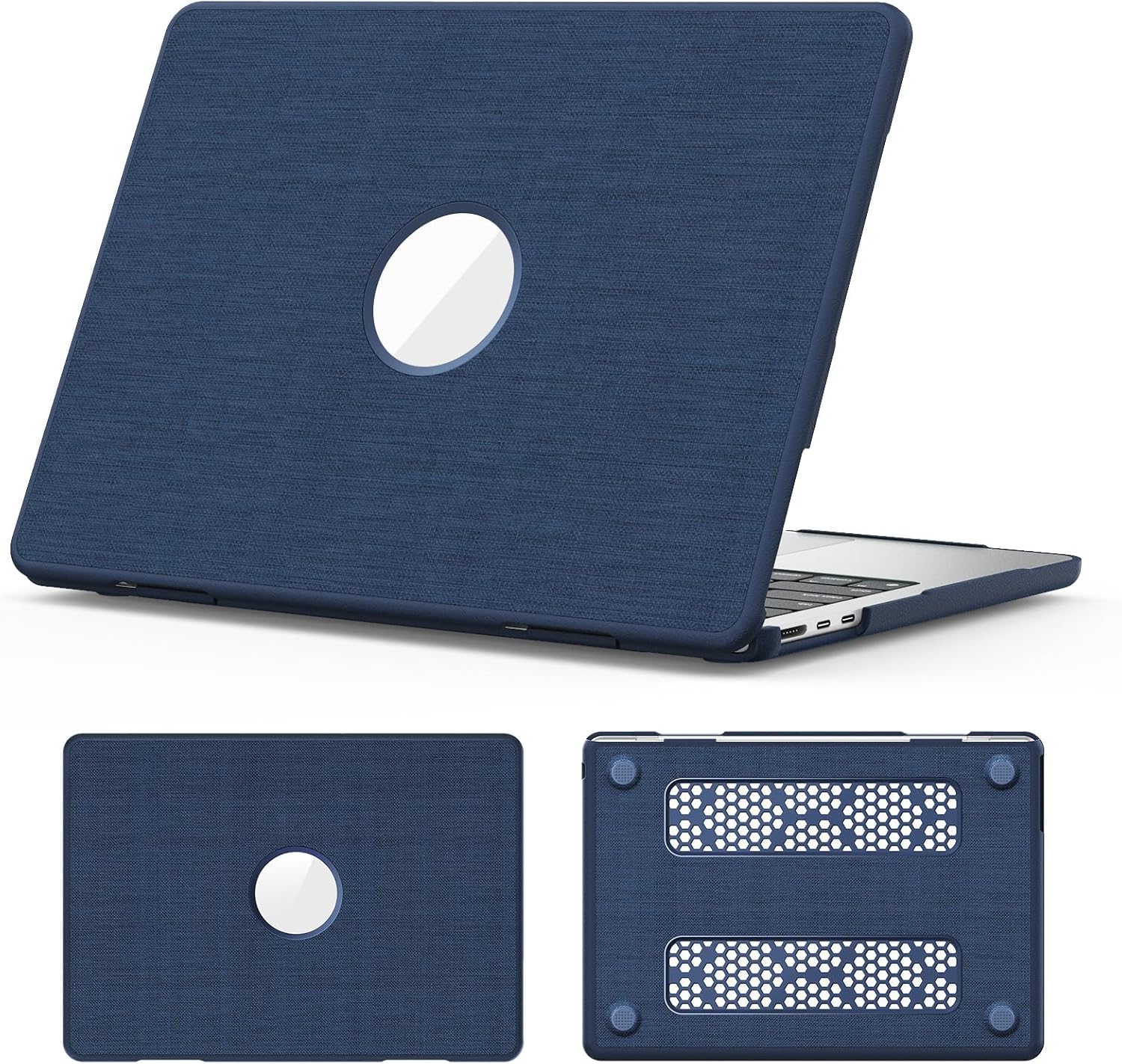 MacBook Air 15 Case M1 M2 M3 M4, Woven Fabric Hard Shell Protective Cover, Anti-Fingerprint, Compatible with A3112 A3185 A3401 A2918 A2992 A2779 A2442 (2021-2025)​