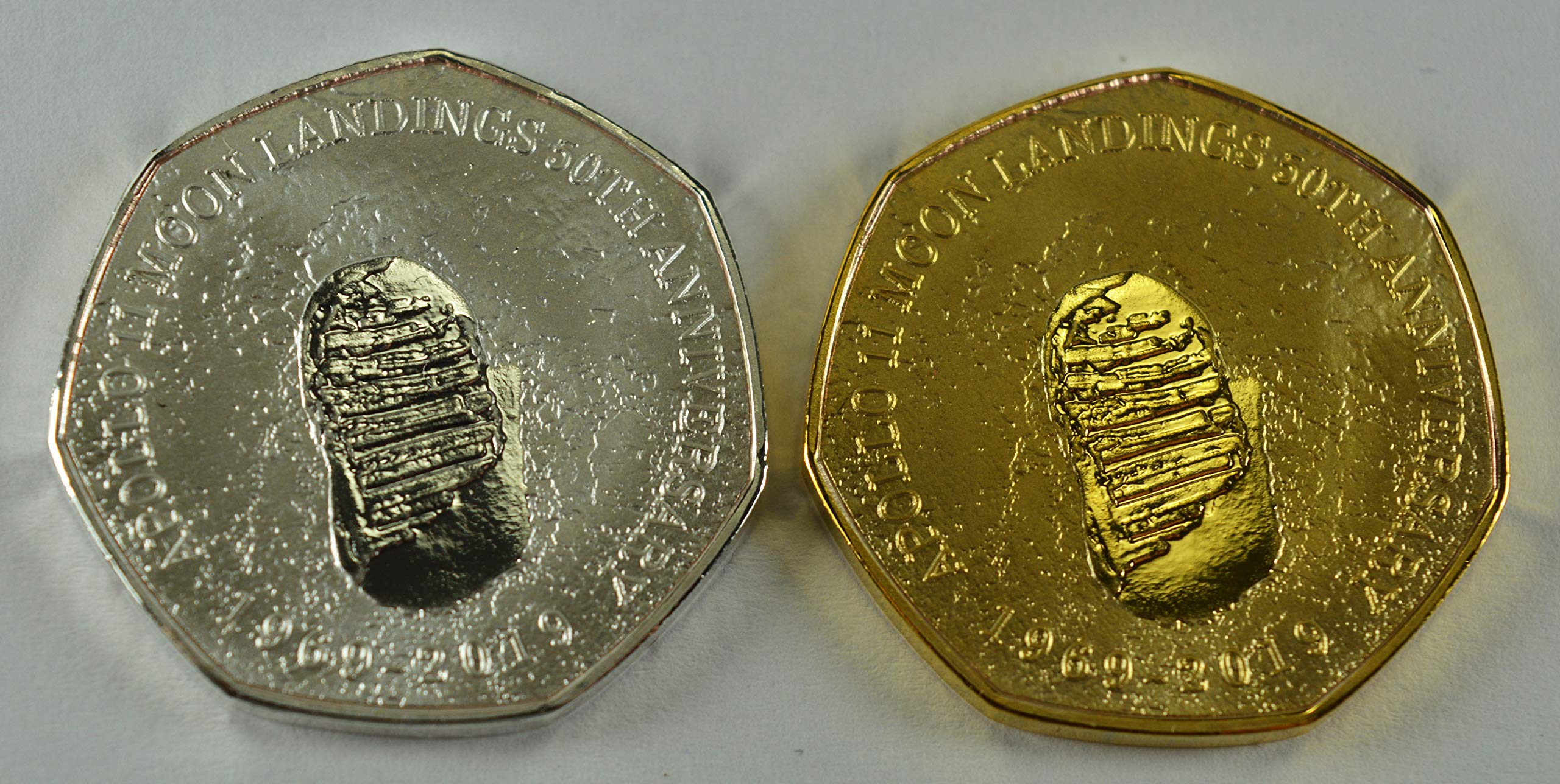 The Commemorative Coin Company Silver/Gold Lunar Moon Landings 50Th Anniversary Commemorative Coins 50P Collectors, Coin Hunt, New Apollo 11 1969-2019