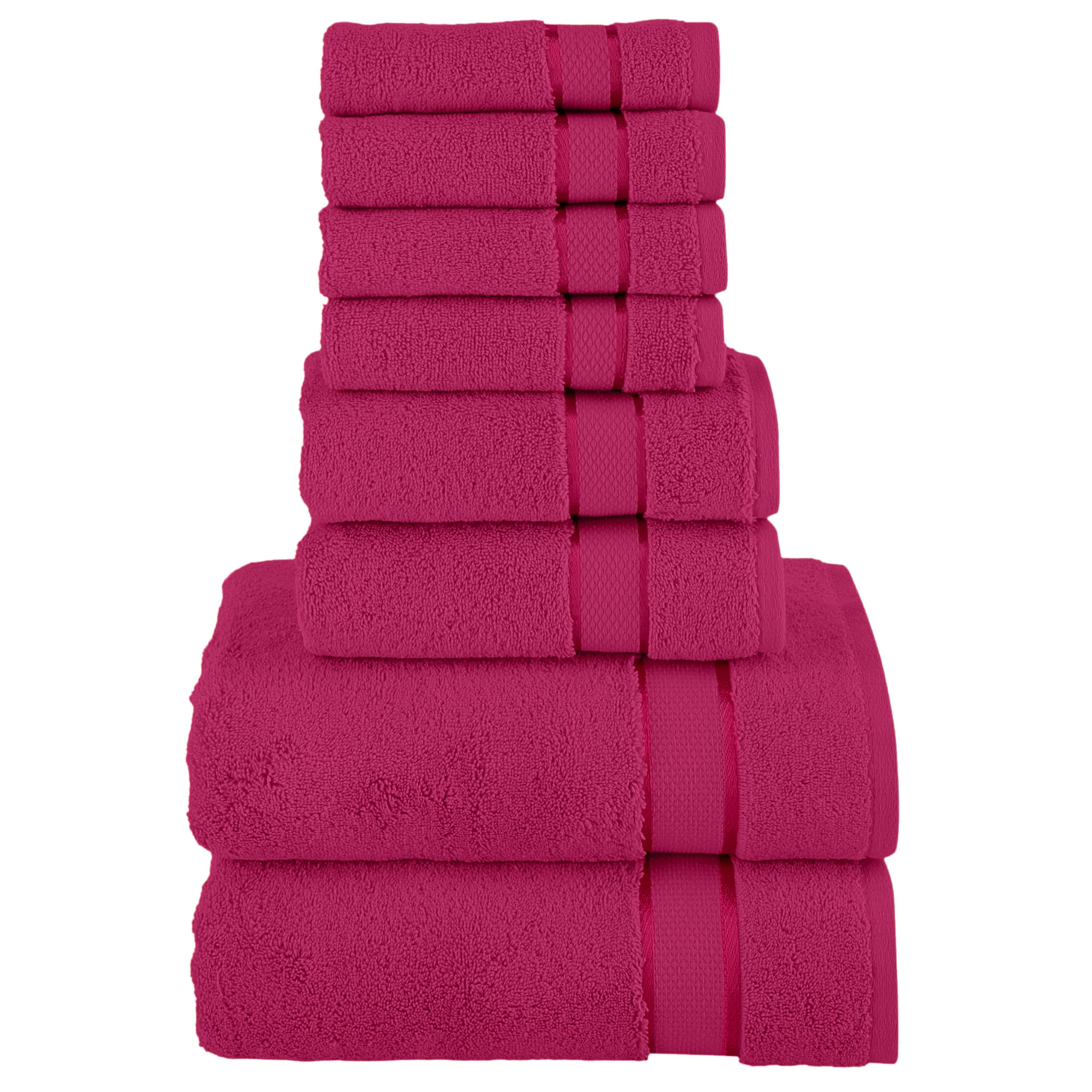 Elegant Comfort Set di 8 asciugamani in cotone di alta qualità, include 4 salviette, 2 asciugamani per le mani e 2 teli da bagno, 100% cotone turco, asciugamani altamente assorbenti e super morbidi,