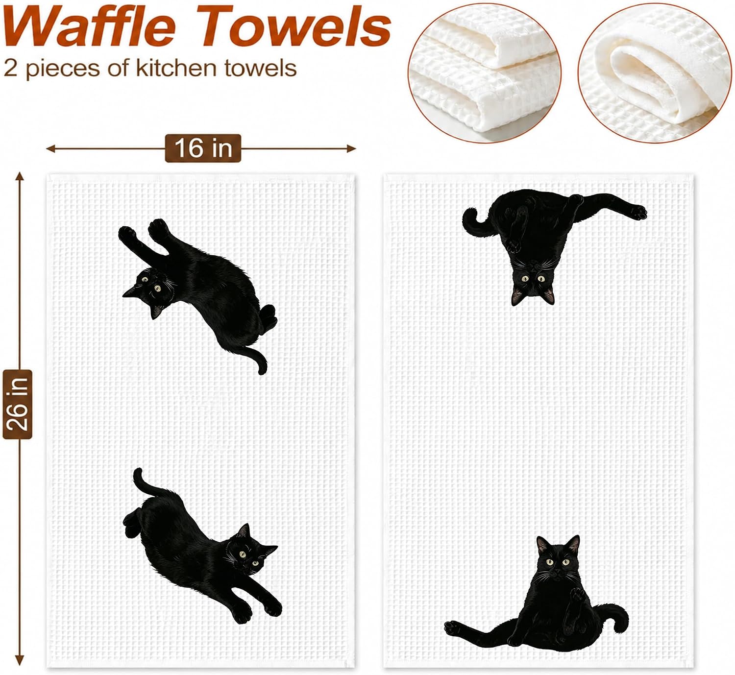Black Cat Kitchen Towels Set of 2