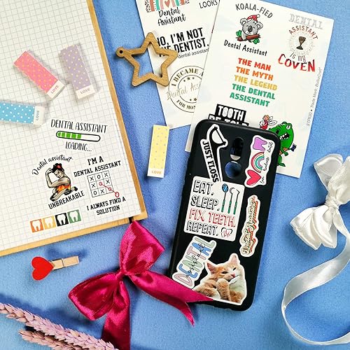Miniatura 8 de BulbaCraft 100 accesorios de asistente dental, calcomanías para asistente dental y calcomanías para botellas de agua, regalos para mujeres y hombres