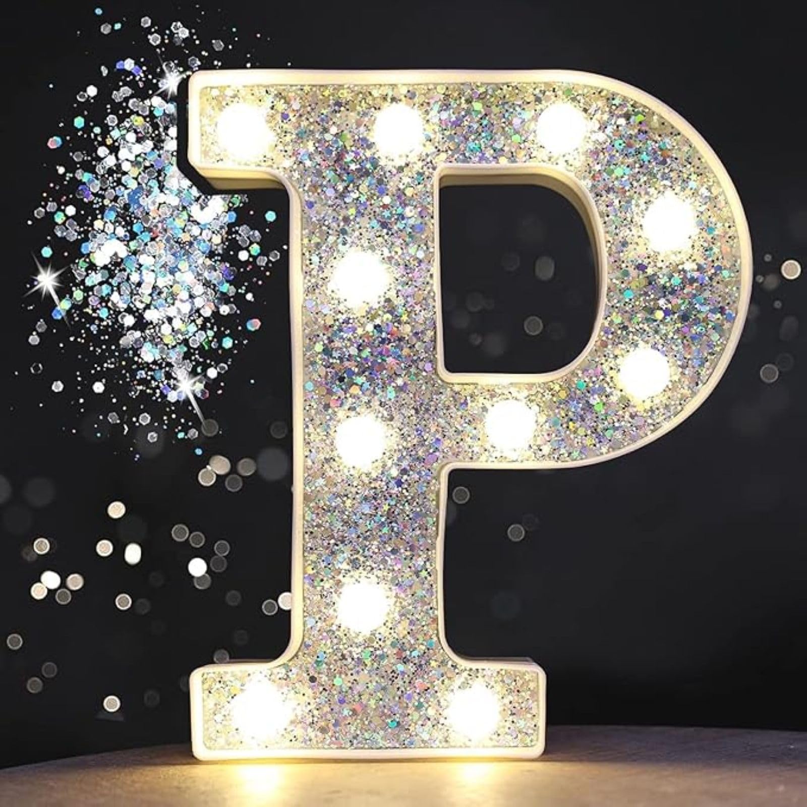 Jemnpela LED Marquee Letter Number Sign Lights Glitter Light Up Alphabet Figure Night Light for Birthday Party Wedding Home Bar Holiday Wall Decoration