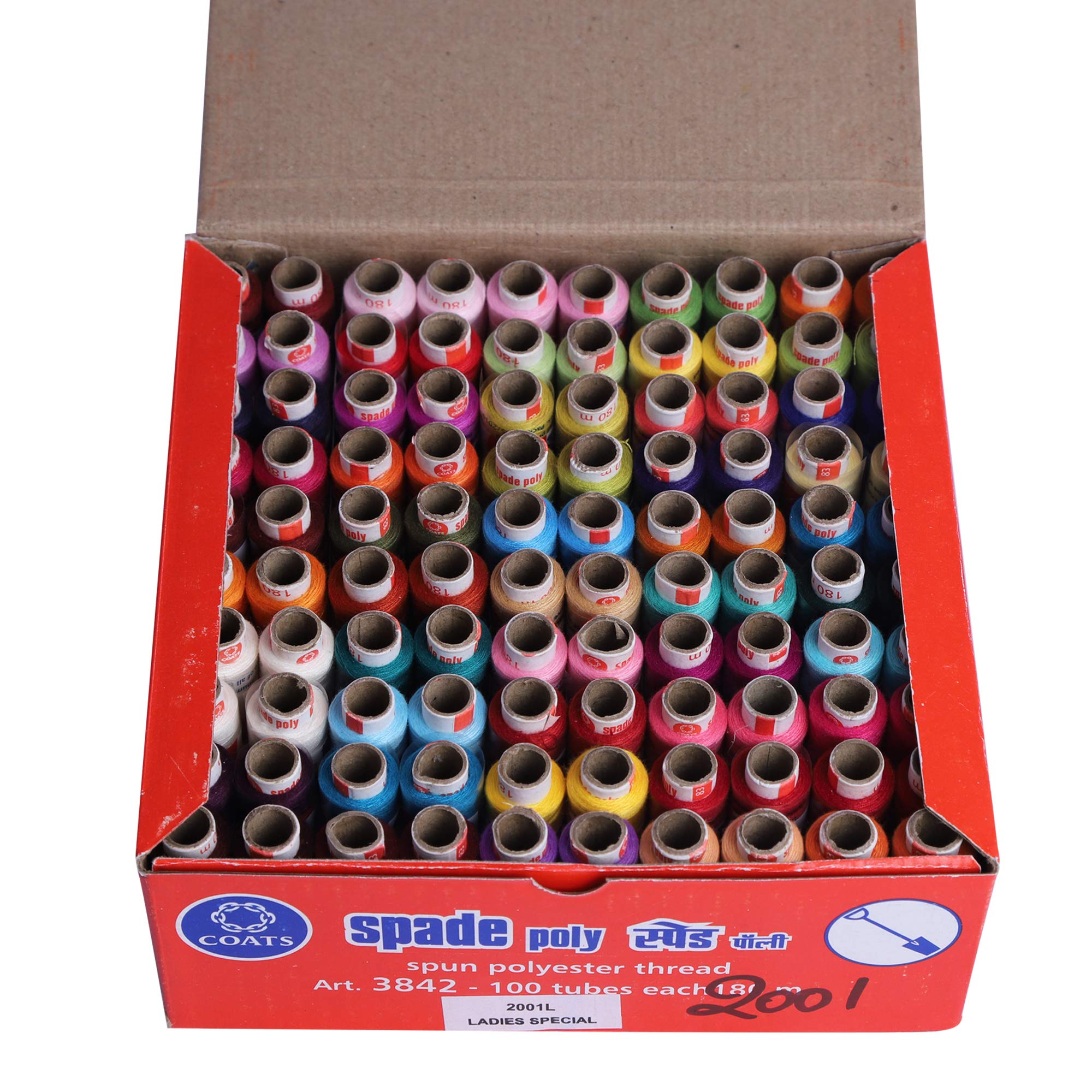 OBEROI INDIAN HANDICRAFTS Madura Coats Spade Poly Multicolor Polyester Threads for Sewing and Tailoring 100 Spools, 180m Each Spool (2001)