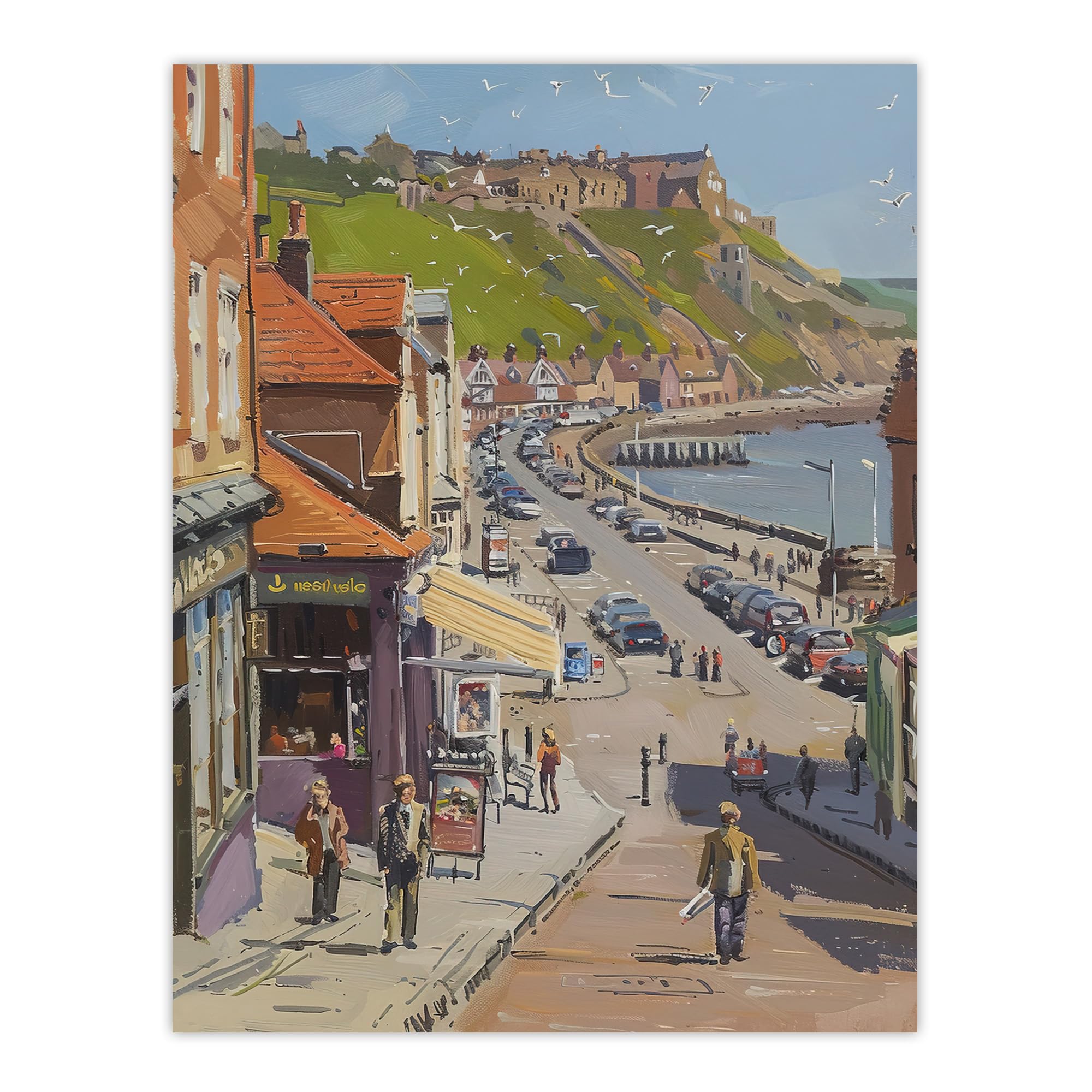 Artery8 Vintage Scarborough Yorkshire Coastal Road Living Room Large Wall Art Poster Print Thick Paper 18X24 Inch