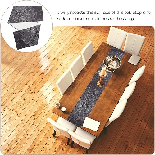 Miniatura 8 de Halloween Spider's Web Table Runner Festive Tablecloth for Parties Reusable Home Decoration for Living Room Dining Room Design